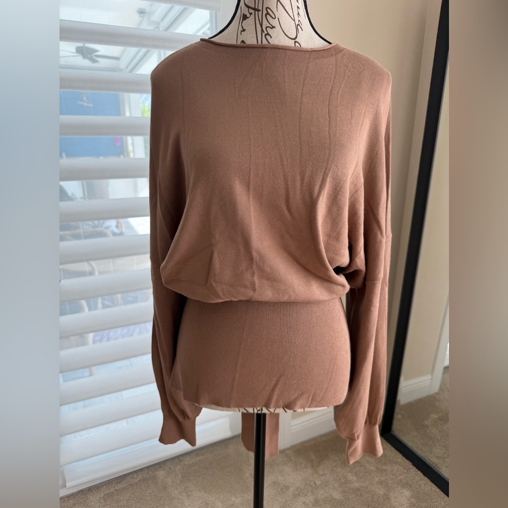 Open Edit - open low tie back Long Sleeve Sweater